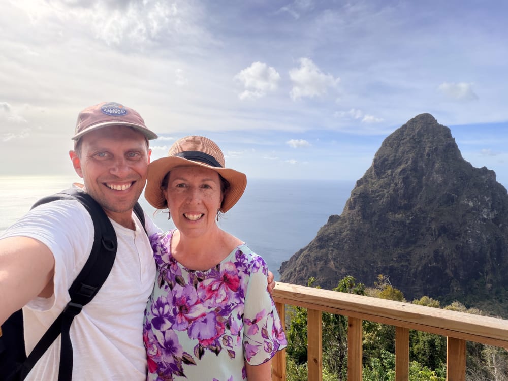 Wes Johnson and his wife on the Tet Paul Nature Trail, St. Lucia