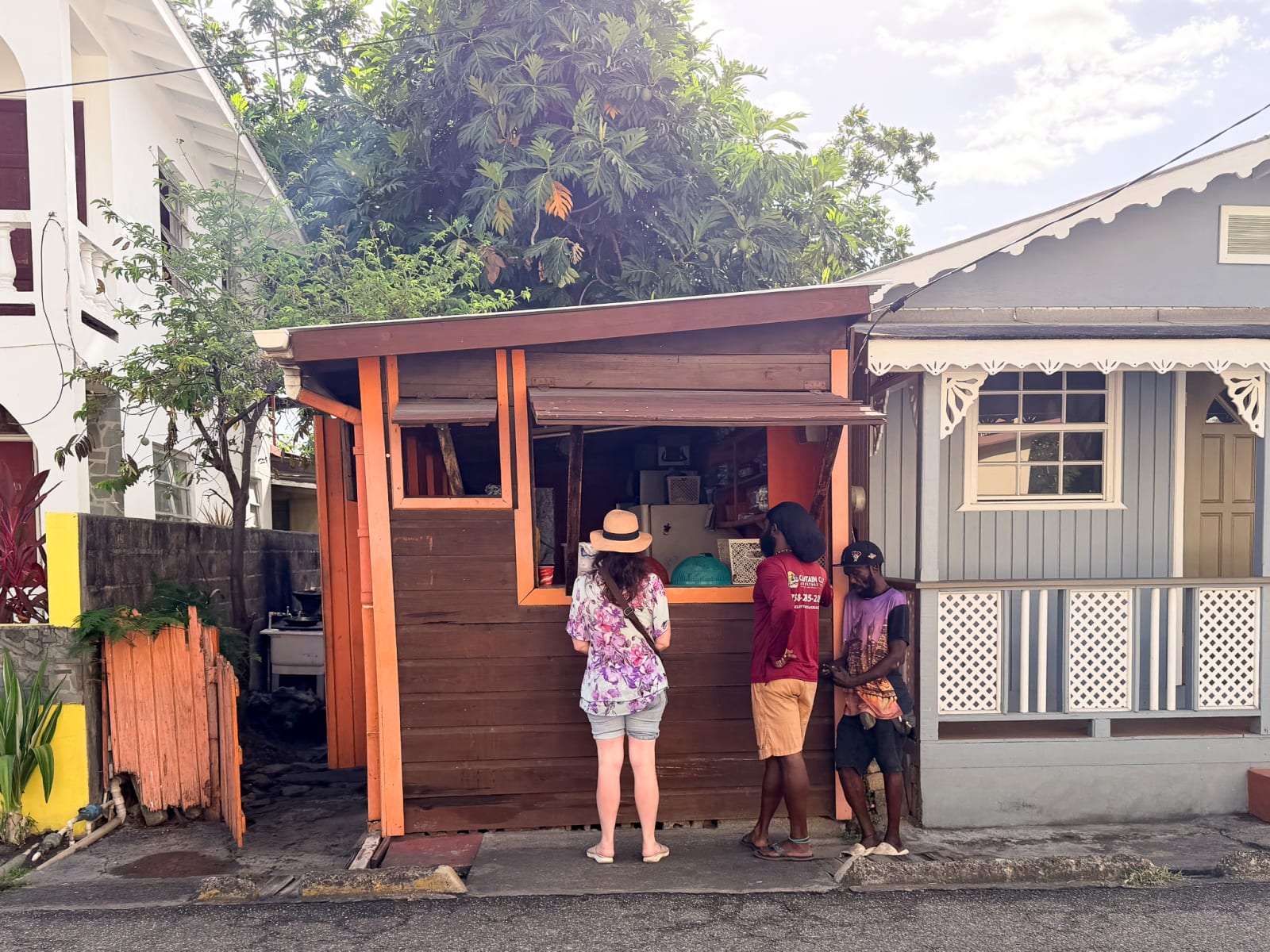 A local breakfast stand window in Rodney Bay, near the community centre