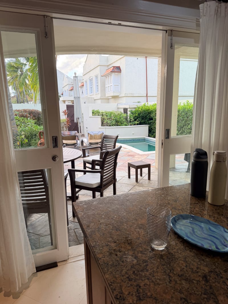 View looking out from the villa kitchen