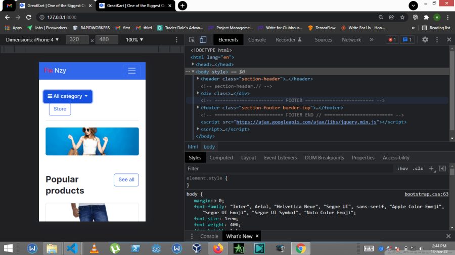 Screenshot of E-commerce