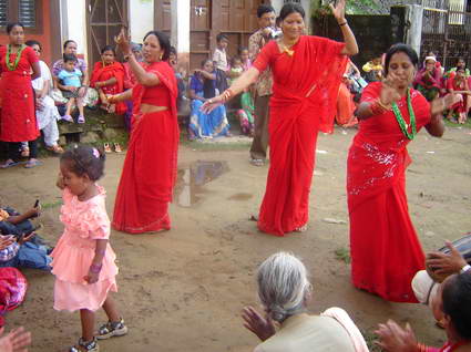 Gandarva women performing their dance on the occasion o