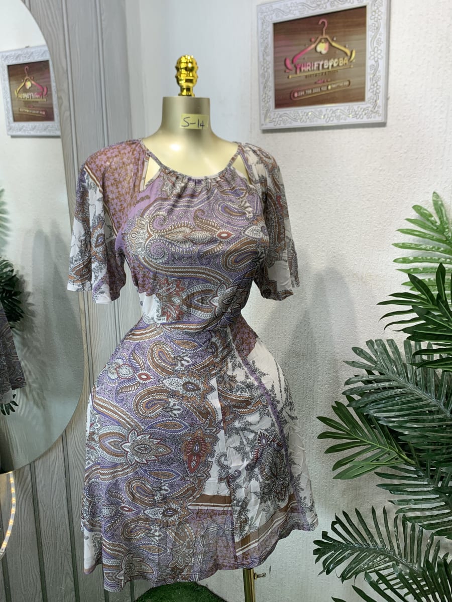 Women's Paisley Patchwork Mini Dress Tunic Top