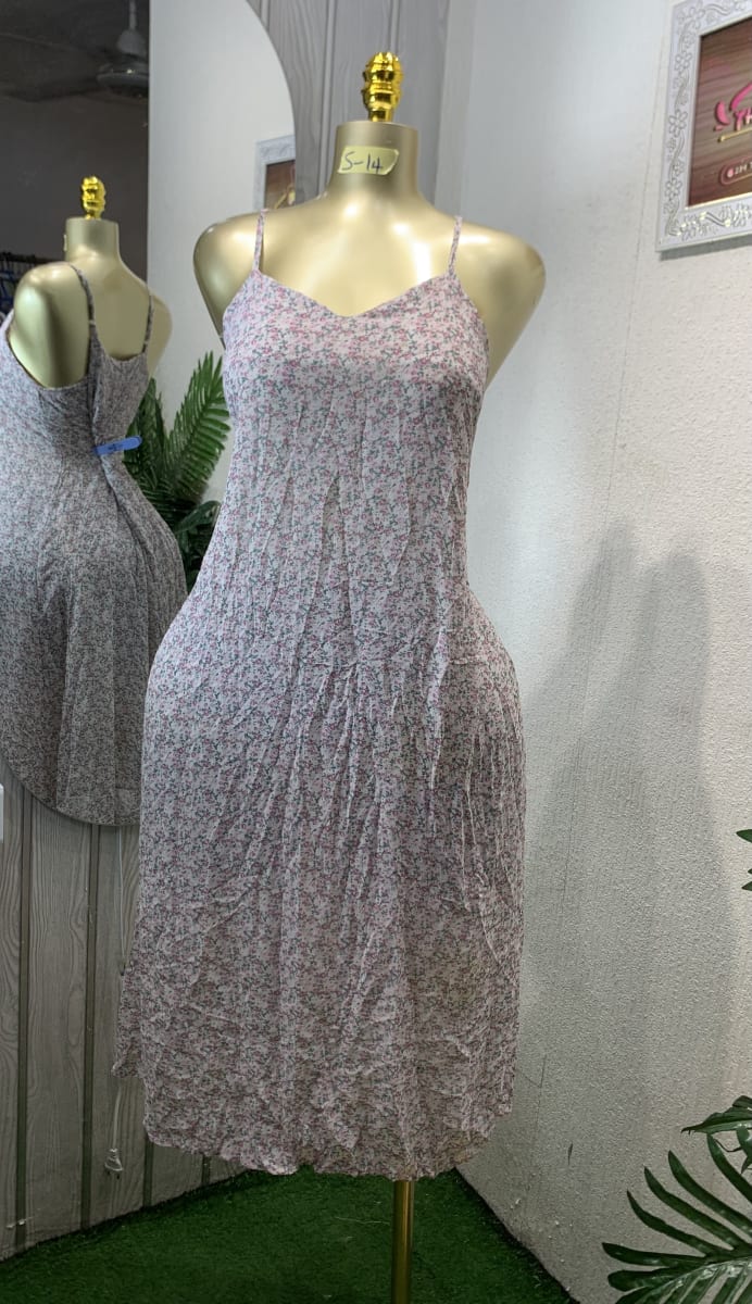 Floral Crinkle Mini Slip Dress - Summer Casual