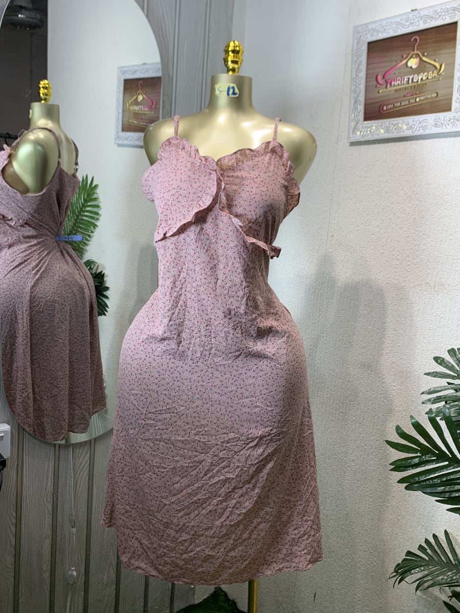 Pink Floral Ruffle Cami Mini Dress - Summer Casual