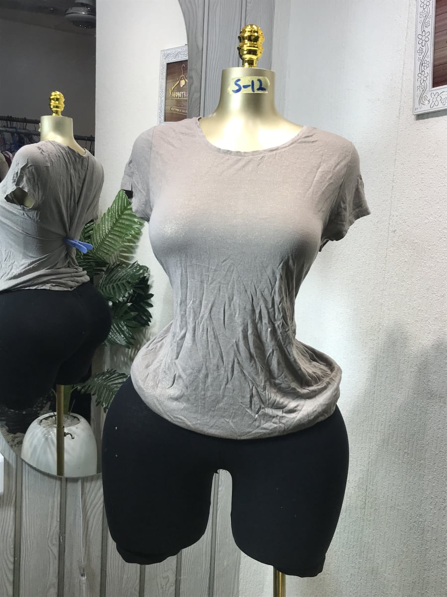 Women's Shimmer Knit Tee - Casual Short Sleeve Top