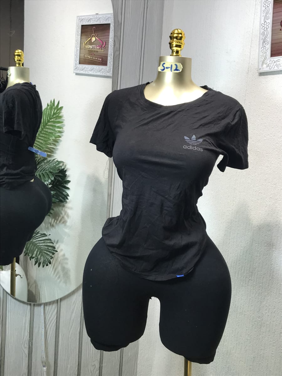 Adidas Black Logo T-Shirt & Active Shorts Set