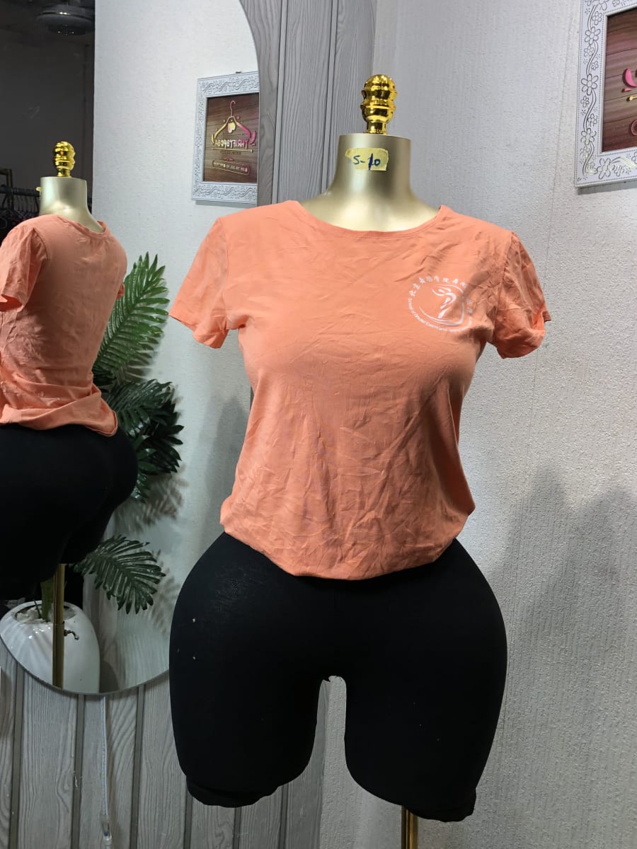 Women's Peach Short Sleeve Graphic Crew Neck T-Shirt