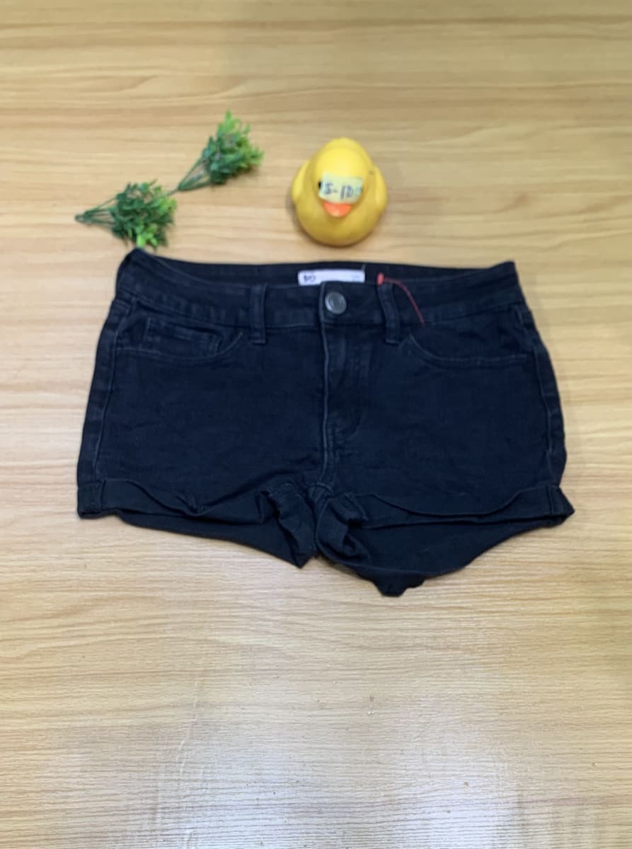 Black Denim Cuffed Shorts - Women's Casual Jean Shorts