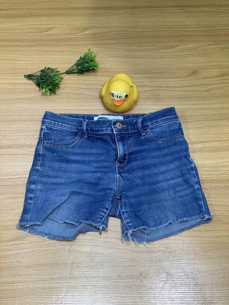 Stylish Blue Denim Frayed Hem Shorts for Women