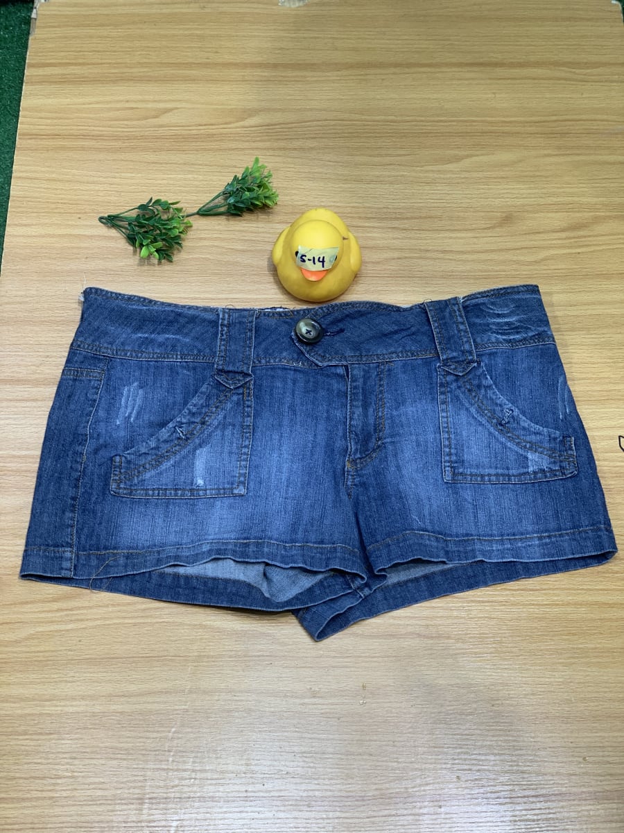 Women's Low Rise Distressed Blue Denim Hot Shorts
