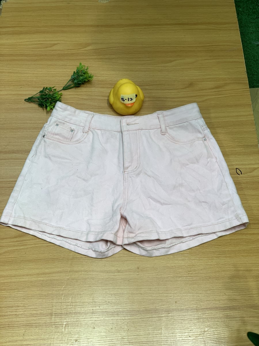 Women's Light Pink High-Waisted Denim Shorts