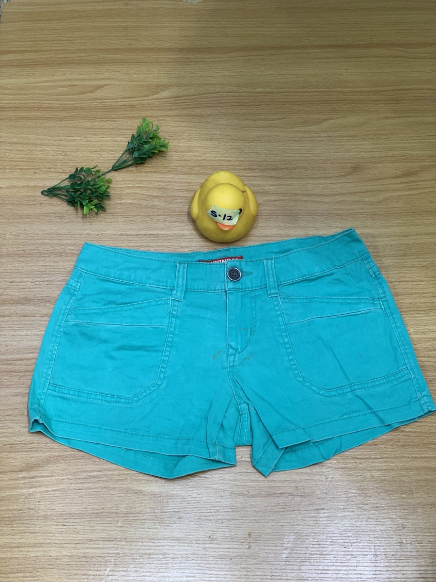 Vibrant Teal Casual Cotton Blend Shorts for Women