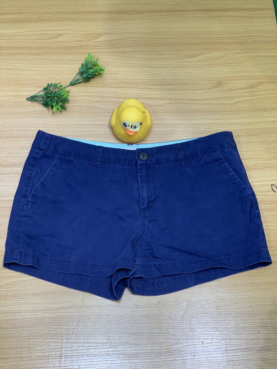 Women's Navy Blue Flat Front Chino Shorts