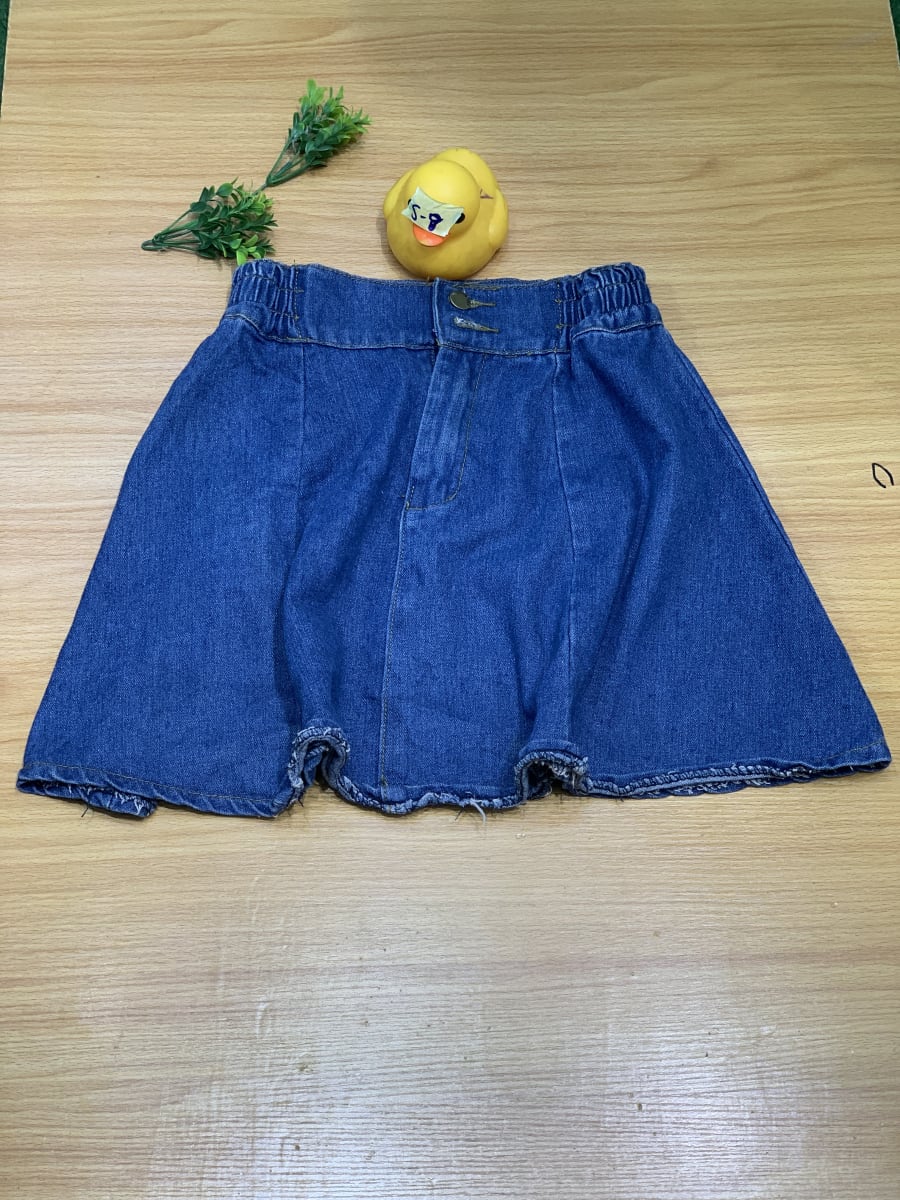 Women's A-Line Denim Mini Skirt - Elastic Waist Blue