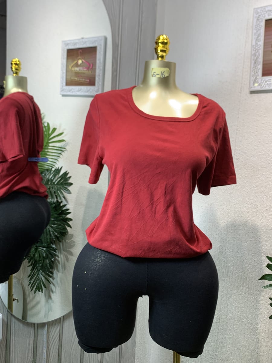 Women's Classic Red Scoop Neck Short Sleeve T-Shirt