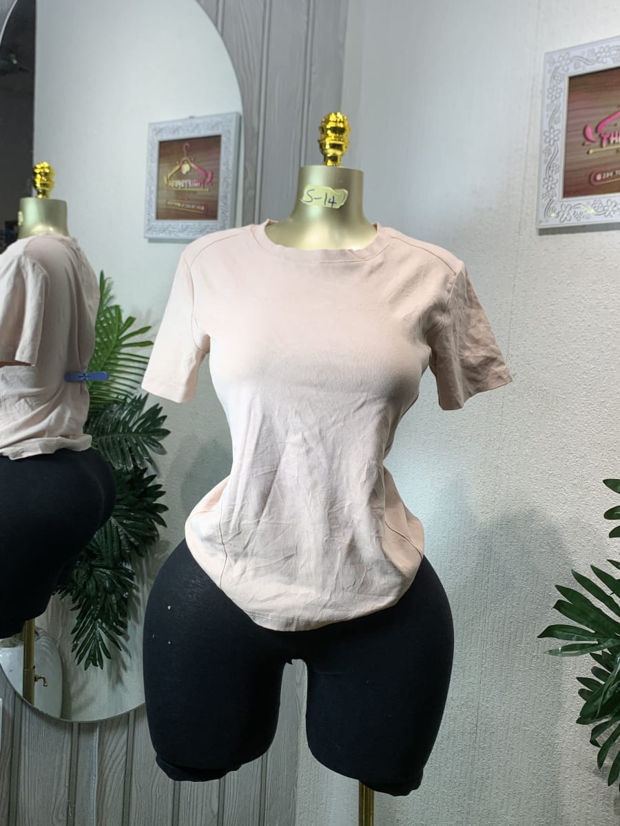 Women's Soft Peach Basic Crew Neck T-Shirt