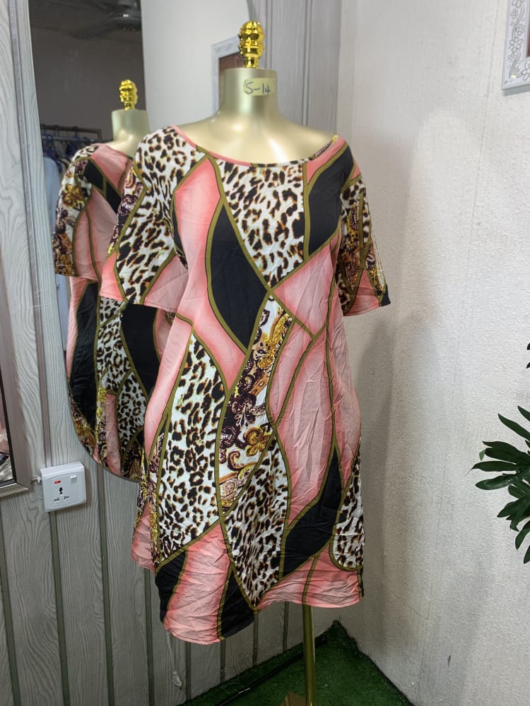 Chic Leopard & Pink Geometric Patchwork Tunic Top
