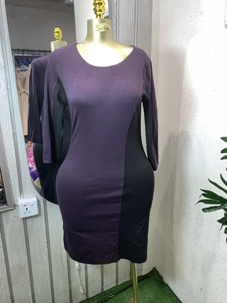 Plum & Black Color Block Knit Bodycon Dress