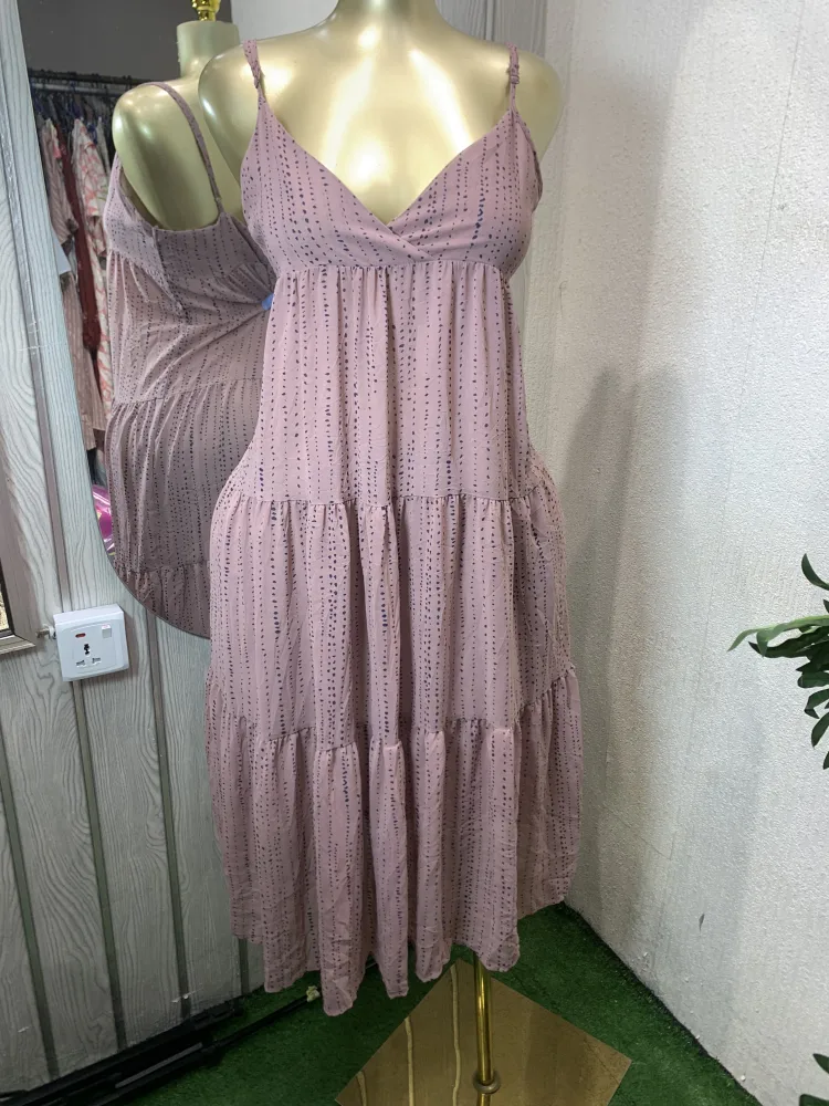 Dusty Rose Tiered Maxi Dress - V-Neck Flowy Sundress