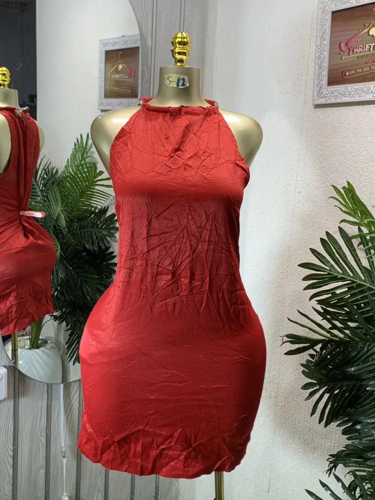 Chic Red Halter Neck Bodycon Mini Dress