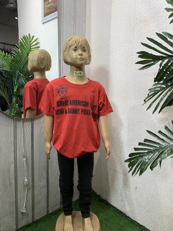 Kids Red Cotton T-Shirt & Black Leggings Set