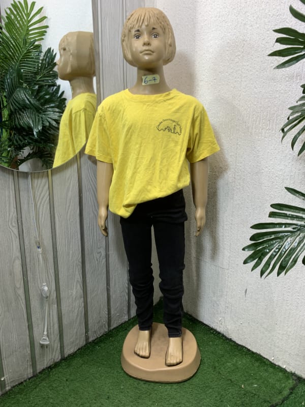 Kids Yellow Graphic T-Shirt & Black Pants Set (6-7)