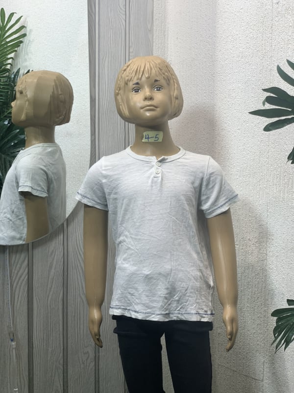 Kids' White Henley Short Sleeve T-Shirt - Casual Cotton