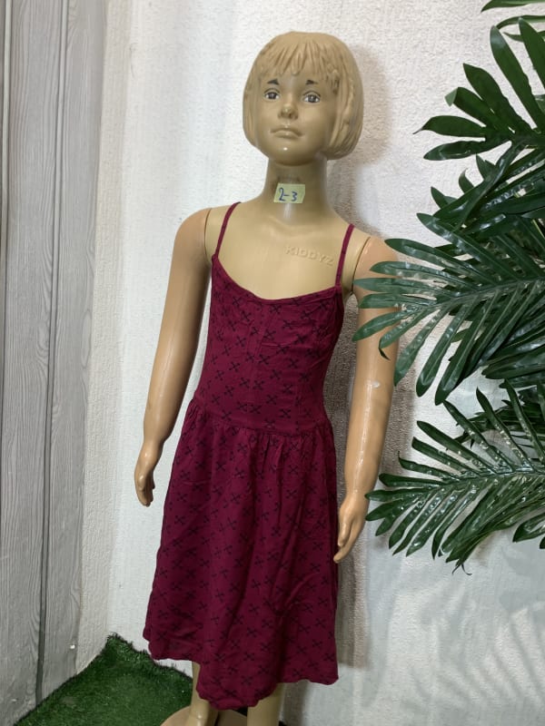 Toddler Girls Maroon Criss-Cross Spaghetti Strap Dress 2-3Y