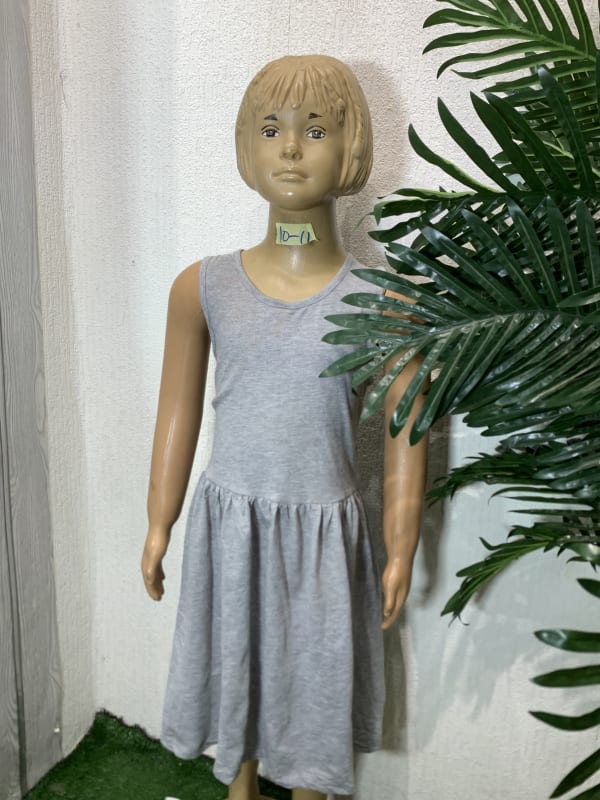 Girls' Gray Sleeveless Knit A-Line Dress