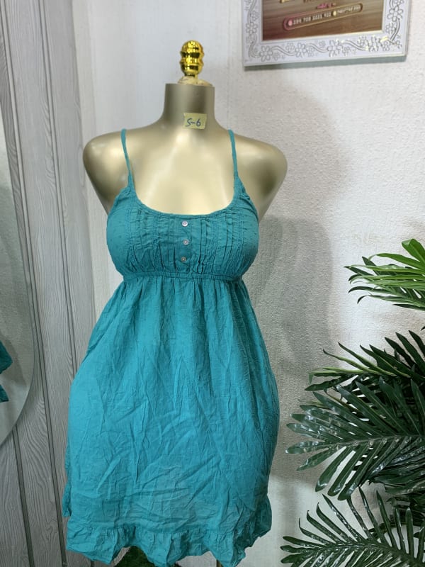 Teal Crinkle Babydoll Sundress - Casual Mini Dress