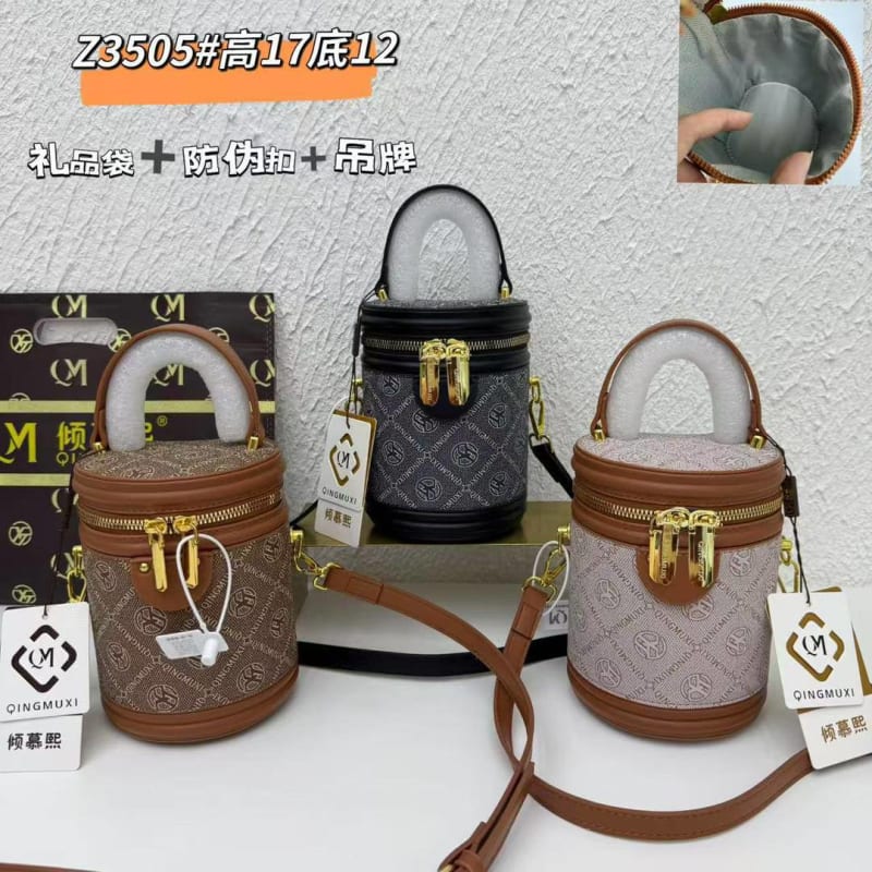 QINGMUXI Monogram Cylinder Mini Bag - Shoulder Crossbody