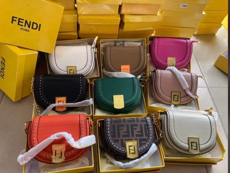 Fendi Style Mini Saddle Crossbody Bag - Multi Colors