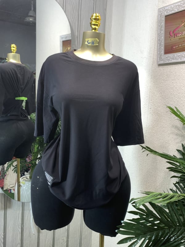 Black Oversized Crew Neck Tee | Women's Relaxed Fit Top