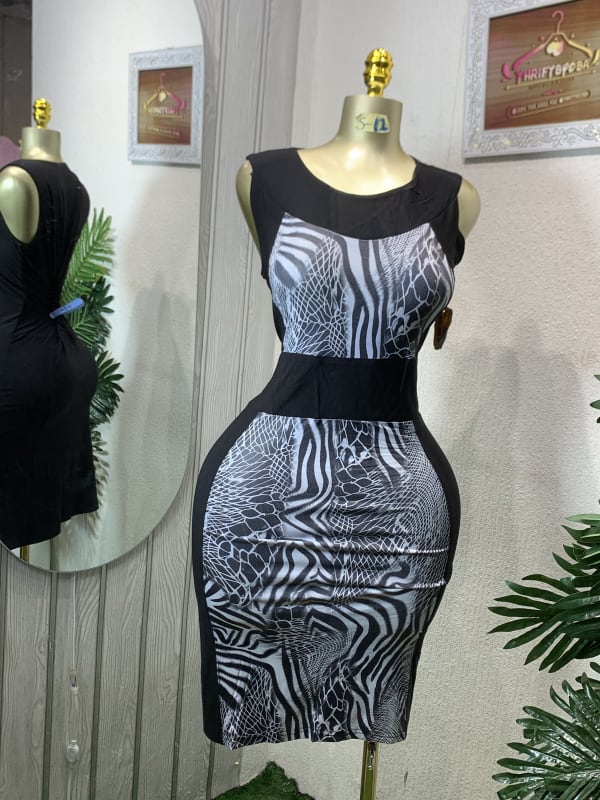Black & White Animal Print Bodycon Mini Dress