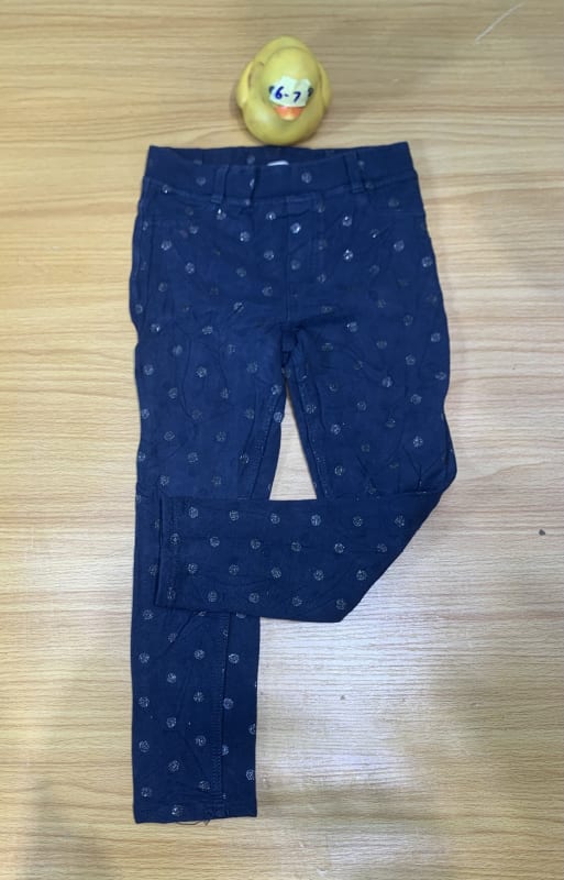 Kids Navy Shimmer Dot Slim-Fit Pants (Age 6-7)