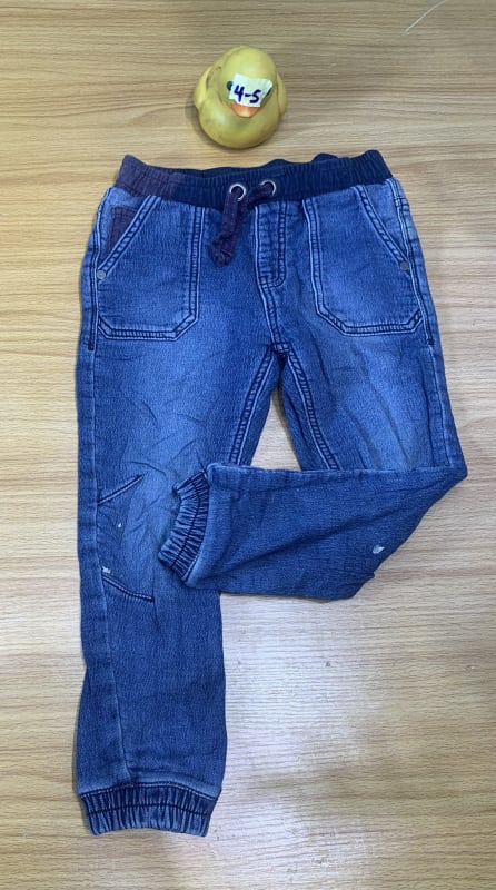 Kids Blue Denim Joggers - Elastic Waist & Cuffs