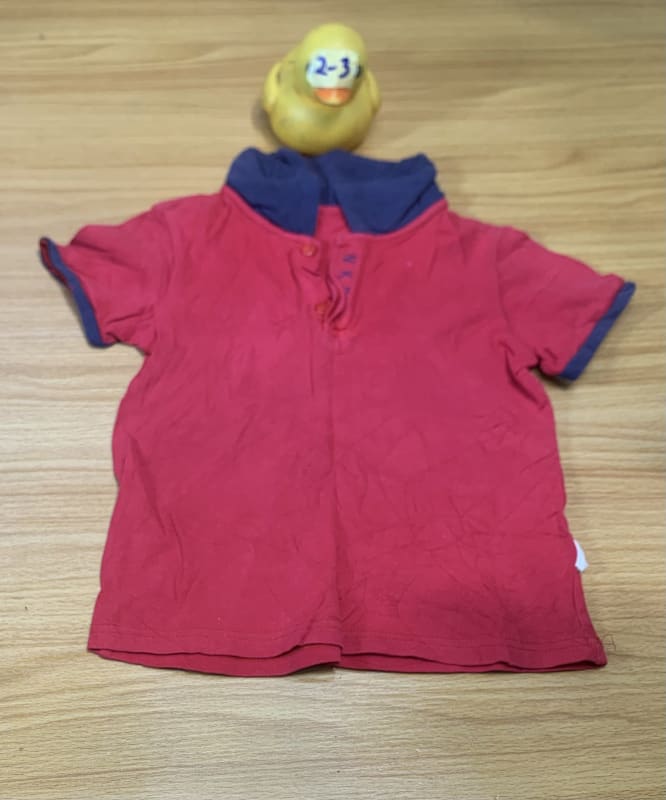 Toddler Red & Navy Polo Shirt - Ages 2-3 Years