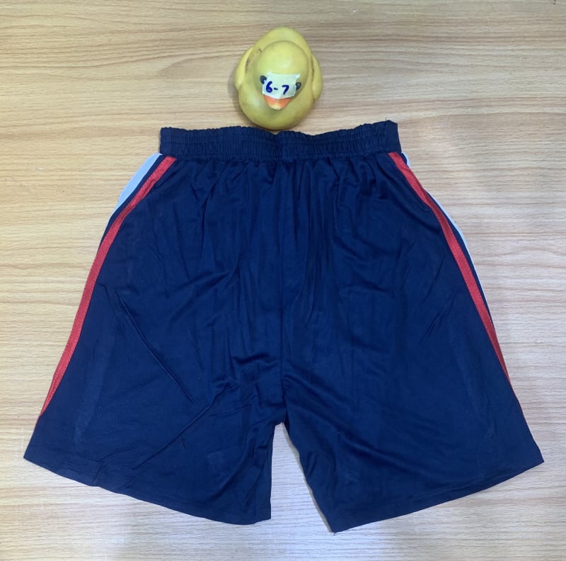 Kids' Navy Blue Athletic Shorts w/ Red & White Stripes (6-7)