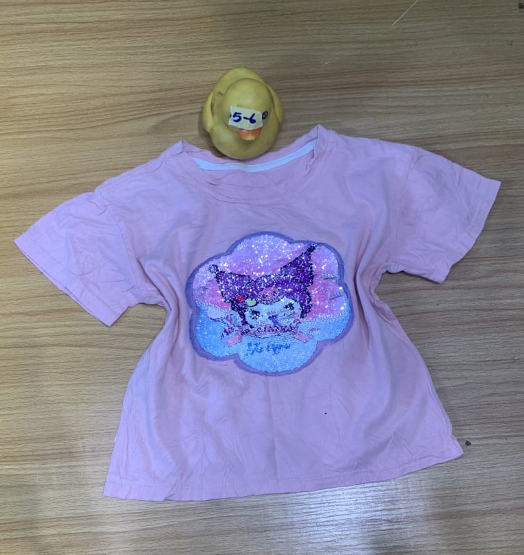 Kids Pink Sequin Kuromi Style Reversible T-Shirt