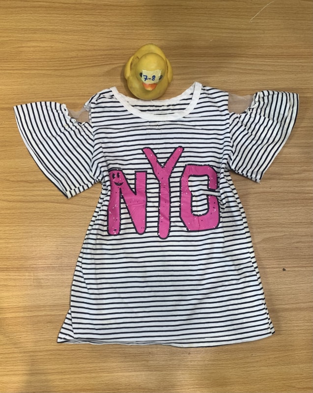 Girls' NYC Cold Shoulder Striped Tunic Top