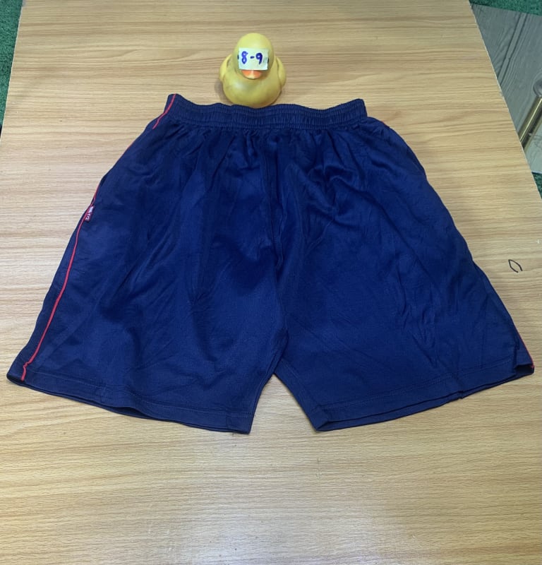 Navy Athletic Shorts with Red Stripe - Comfort Fit