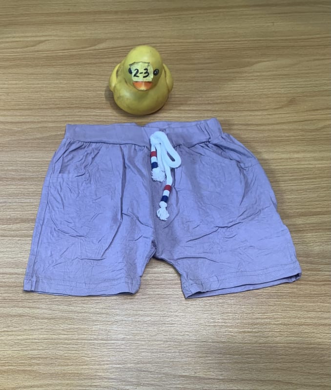 Toddler Lavender Cotton Blend Shorts - Drawstring & Pockets