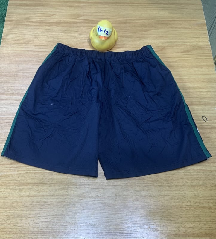 Youth Navy Blue Green Stripe Athletic Shorts