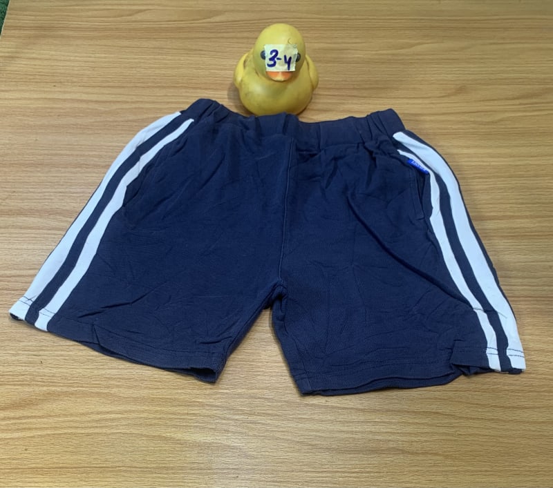 Kids' Navy Sport Shorts with White Side Stripes (3-4Y)
