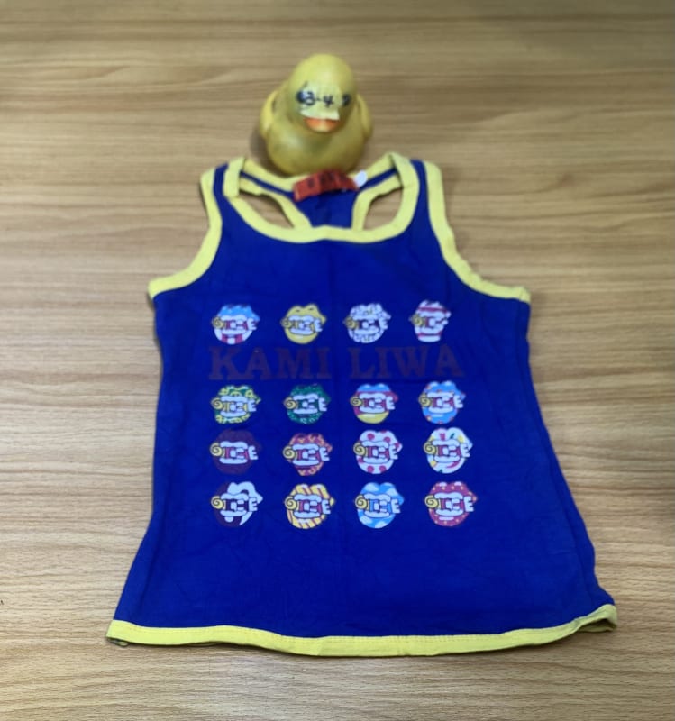 Kids Kami Liwa Blue Lip Print Tank Top Vest