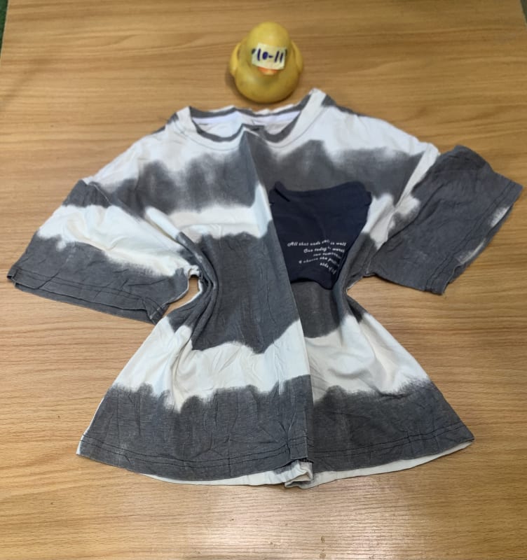 Urban Tie-Dye Oversized T-Shirt with Quote Pocket - Grey/White