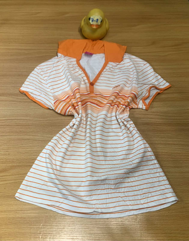 Kids' Orange Striped Polo A-Line Dress