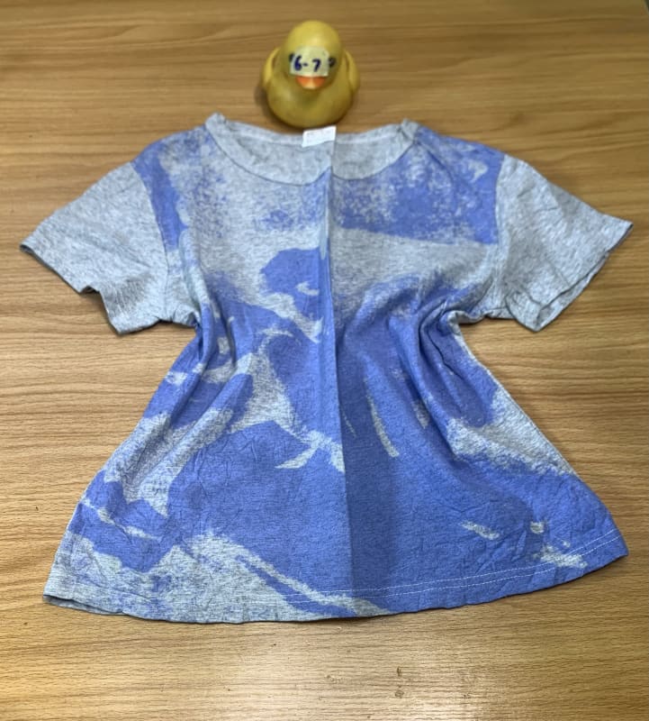 Grey Blue Abstract Print Casual T-Shirt