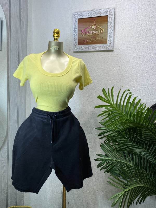 Women's Ribbed Tee & Fleece Shorts Casual Set