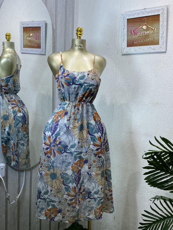 Summer Floral Spaghetti Strap Midi Dress